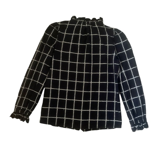 Ba&Sh  Patsy Ruffle Cotton/Linen Plaid Blouse Black & White Size XS - Picture 7 of 10